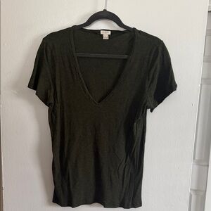 J. Crew Olive V-Neck Short Sleeve Tee